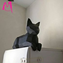 Miniatures 22 cm high resting cat bedroom living room cat ratio 3D threedimensional ornaments paper craft model handmade DIY origami model