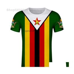 MenS T-Shirts Zimbabwe T Shirt Diy Custom Name Number Zwe Tshirt Nation Flag Zw Country College Yezimbabwe Zimbabwean Po Text Cloth Dhvw6