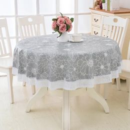 NEW 2024 Flower Style Round Table Cloth Pastoral PVC Plastic Kitchen Tablecloth Oilproof Decorative Elegant Waterproof Fabric Table Cover