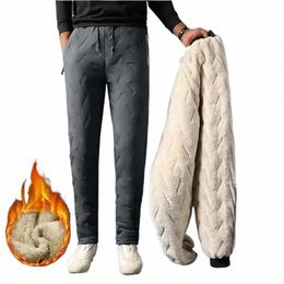 2023 New Winter Lambswool Warm Thicken Sweatpants Men Fi Joggers Water Proof Casual Pants Men Plus Fleece OverSize Trousers B0W6#
