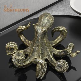 NORTHEUINS Resin Octopus Figurines Retro Animal Statue Art Decorative Ornament Home Office Bedroom Decor Accessories Object Gift 240322