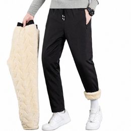 winter Fleece Pants Men's Thick Warm Casual Sweatpants High Quality Waterproof Fi Drawstring Large Size Jogging Pants L-7Xl Q59t#