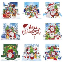 Stitch 8pcs Diamond Painting Christmas Greeting Card Santa Claus Pintura Diamante 5D DIY Embroidery Arts Crafts Kit Kids Xmas Gifts