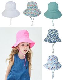 Ins Children039s Bucket Hat Sun Fish Visor Flower Animal Dinosaur Printed Sunhats Baby Fashion Summer Helmet Topee 16 Colors3973749