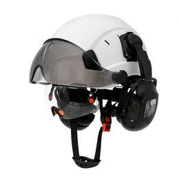 CE Construction Safety Helmet With Visor Built In Goggle Earmuffs For Engineer Hard Hat ANSI Industrial Work Cap Head Protection 240322