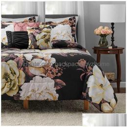 Bedding Sets Mainstays Black Floral 10 Piece Bed In A Bag Comforter Set With Sheets Q230920 Drop Delivery Dhj8N