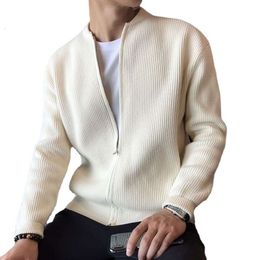 Zipper Sweater, Men's Autumn Winter Thick Korean Casual Coat, V-neck Pin Cardigan, Cool and Trendy Clothes for Wearing on the Outside