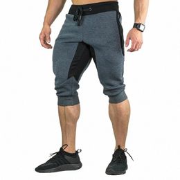 men's Cott Casual shorts 3/4 Jogger Capri Pants Breathable Below Knee Short Pants with Three Pockets Z8XC#