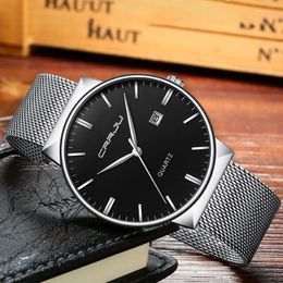 New Fashion Big Dial Women Watches CRRJU Brand Mesh Band Watch Women Ladies Fashion Dress Quartz Wristwatches196q