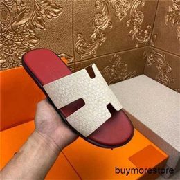 Luxury Italy Pairs Men Sandals Izmir Slippers Genuine Leather 7a Quality Italy Pairs Home Family style wearing in home men7N