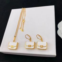 18k gold enamel bag designer necklace earrings women Classic brand luxury handbag Jewellery sets earring necklaces Earrings Ear rings for Women Jewellery gift