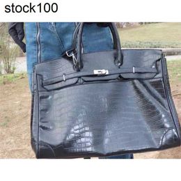 50cm Handbag Large Hac Top Fashion Totes Black Capacity Canvas Bk Genuine Leather 1QVM