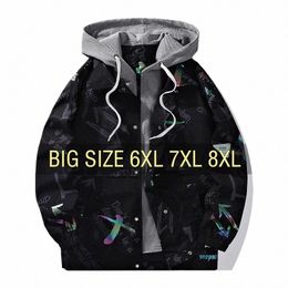 men Jacket Hoodie Bomber Trench Hooded Plus Size 6XL 7XL 8XL Oversize Windbreaker Autumn Casual Coats Black Male Windproof Loose f6yt#