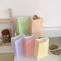 Gift Wrap 5/8pcs/lot 23x15x8cm INS Colour Plaid Bag DIY Standing Paper Holiday Packaging Storage And Sorting