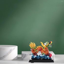 Decorative Figurines Resin Chinese Zodiac Dragon Figurine Retro Feng Shui Wealth Statue Mini Car Dashboard Animal Sculpture