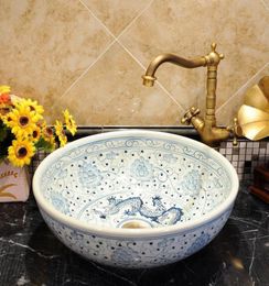 Chinese Antique ceramic sinks china wash basin Ceramic Counter Top Wash Basin Bathroom Sinks Blue And White wash bowl basin7624746