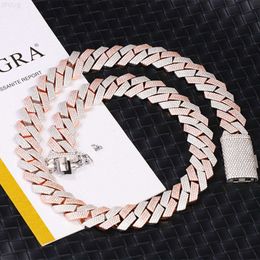 Fashion Chain 20mm Wide 925 Solid Silver Rose Gold Iced Out Moissanite Diamond Cuban Chain Link for Hip Hop Jewellery