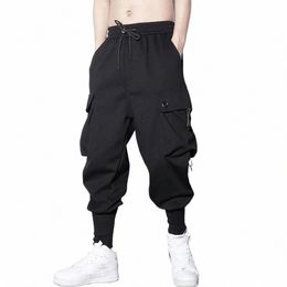 Calças de harém soltas calças de carga dos homens hip hop ao ar livre casual tornozelo comprimento calça fi streetwear bolso sweatpants c487 #