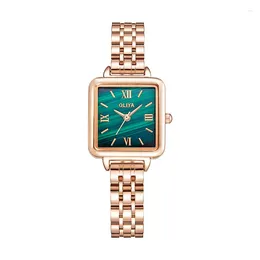 Wristwatches Lucky Girl Watch Square Dial Leather Strap Relojes Para DamaReloj De Acero Inoxidable Mujer Ladies Gift Hope Faith