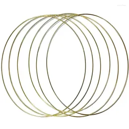 Decorative Flowers SV-Metal Floral Hoop Wreath Macrame Rings For Wall Hanging Craft And DIY Wedding Deco-Gold Ring 6 PCS