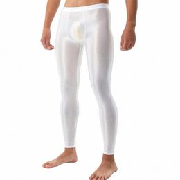 Calças elásticas Calças de seda Calças masculinas sedosas e suaves Slim Fit Leggings com U Cvex Bulge Bolsa Alta Elasticidade para Conforto a3l9 #