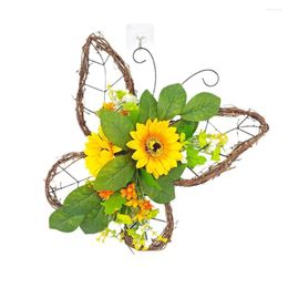 Decorative Flowers Spring Decoration Butterfly Wreath Simulation Flower Door Window Hangings Home Suction Cups