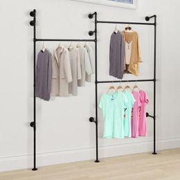 Hangers Wall Mounted Clothes Rack Pipe Coat Bag Hanger 3 Rods Industrial Garment Shelf Commercial Clothing Stand Holder Organiser