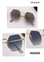 2020 brand new hexagon Sunglasses model 3555 for women man with real glass UV400 sun glasses lenses male female Shades culos de so7994958