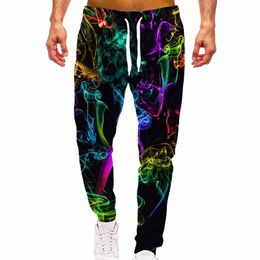 rainbow Smoke Loose Camo Track Gym Sweat Pants Men Hip Hop 3D Print Sport Jogger Casual Trousers Drawstring Sweatpants Clothing w3eL#