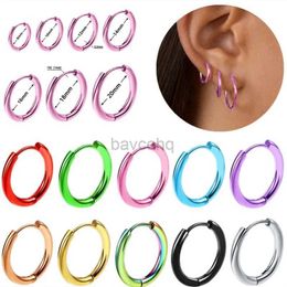 Hoop Huggie 8/10/12/14/16/18/20mm Huggies Ring Earrings Spiral Perforated Paper Box Ring Tragus Earrings Lobe Jewelry Pink Unisex Rook Earrings 240326