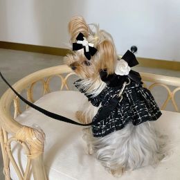 Harnesses Pet Princess Dress Winter Autumn Sweet Skirt Small Dog Fashion Harness Puppy Shirt Cat Sweet Hat Poodle Pomeranian Chihuahua