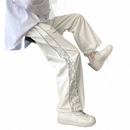 streetwear White Cargo Pants Men Oversize Wide Pants Harajuku Sweatpants Fi Joggers Skateboard Pants Techwear 2023 New 29Zx#