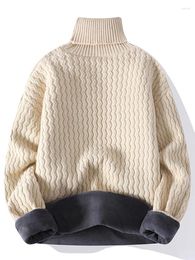 Men's Sweaters Winter Trend Knitwear Solid Long Sleeved Turtleneck Pullover High Neck Knitted Warm Casual Sweater Jumper A306