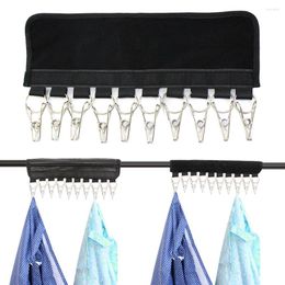 Hangers Portable Travelling With 10 Clips Mesh Fabric Clothes Holder Bathroom Rack Folding Hats Socks Towel Drying