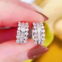 Hoop Earrings Temperament For Women Sparkling Cubic Zirconia Crystal Circle Modern Fashion Female Jewelry Bulk