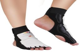 Ankle Support Pair PU Leather Taekwondo Karate Foot Protector Pads Sparring Gear White2778282