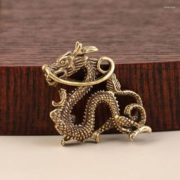 Decorative Figurines 1Pc Retro Brass Dragon Figurine Decor Wealth Prosperity Chinese Style Ornament Luck Animal Fengshui Vintage Decors