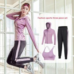 Flash Shipment 2019 New Women's Sportswear Quick Drying Long Sleeved Harlan Pants Vest Three Piece Set High Elasticity Breathable Yoga Suit