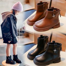 Boots Autumn And Spring Fashion Soft-Soled Children Non-Slip PU Leather Girls & Boys Shoes Size 26-36