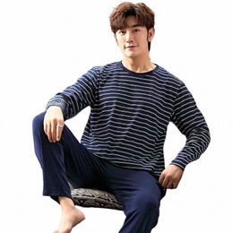 new Pyjamas men's lg-sleeved striped spring and autumn style boys and girls winter homewear suits u41W#