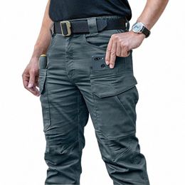 tactical Pants Men IX11 Cott Multi-pocket Elasticity Cargo Trousers Male Waterproof Combat SWAT Army Work Mens Pants l1aG#