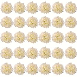 30pcs Artificial Hydrangea Silk Flower Heads with Stems, Fake Flowers for Wedding Centrepiece Home Garden Party Decoration (champagne), 6x3.9x7.5 Inches