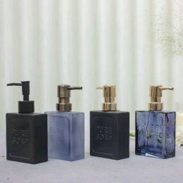 Dispensers Square Glass Soap Dispenser Hand Sanitizer Lotion Bottle Shampoo Dispenser Glass Bathroom Accessories Storage Organization