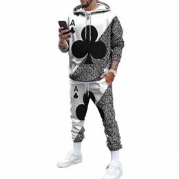 playing Card 3D Printed Men's Tracksuit Set Casual Hoodie And Pants 2pcs Sets Autumn Winter Fi Sweirt Oversized Pullover y4we#