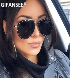 Sunglasses GIFANSEE Rivet Rimless Pilot Oversized Luxury Vintage Womens Brand Designer Men Tinted Eyewear Shades Glasses Uv4001895373