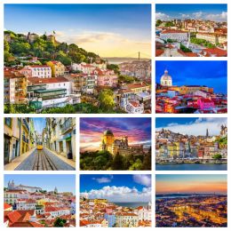 Stitch Lisbon Landscape Full Diamond Painting Portugal Cityscape Wall Art Cross Stitch Embroidery Picture Mosaic Bead Living Room Decor