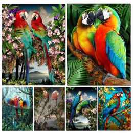 Stitch DIY 5D Diamond Painting Colorful Australian Parrot Bird Flower Full Drill Diamond Mosaic Fantasy House Embroidery Crafts G105