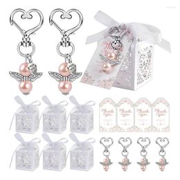 Party Favour 24Pcs Baby Shower Favours Including Cute Angel Keychains Boxes And Thank You Cards For Baptism Bridal