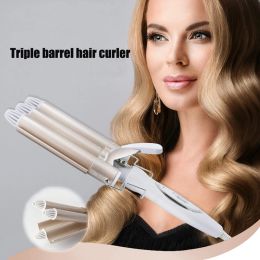 Irons Triple Barrel Hair Curling Iron Professional Electric Curlier Ceramic Hair Waver Styling Tools Hair Curling Corrugation Wand