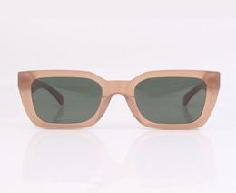 Nude Translucent Tinted Sunglasses Chunky Square Frame Women Eye Wear Green Lens5493341